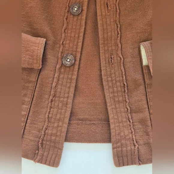 Pal’las Palace Japan Brown Cotton Knit Jacket Utility Button Front S - Picture 10 of 13